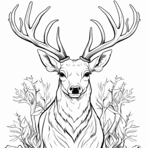 Majestic Red Deer Stag Head Coloring Pages 2
