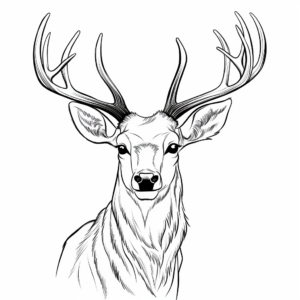 Majestic Red Deer Stag Head Coloring Pages 3