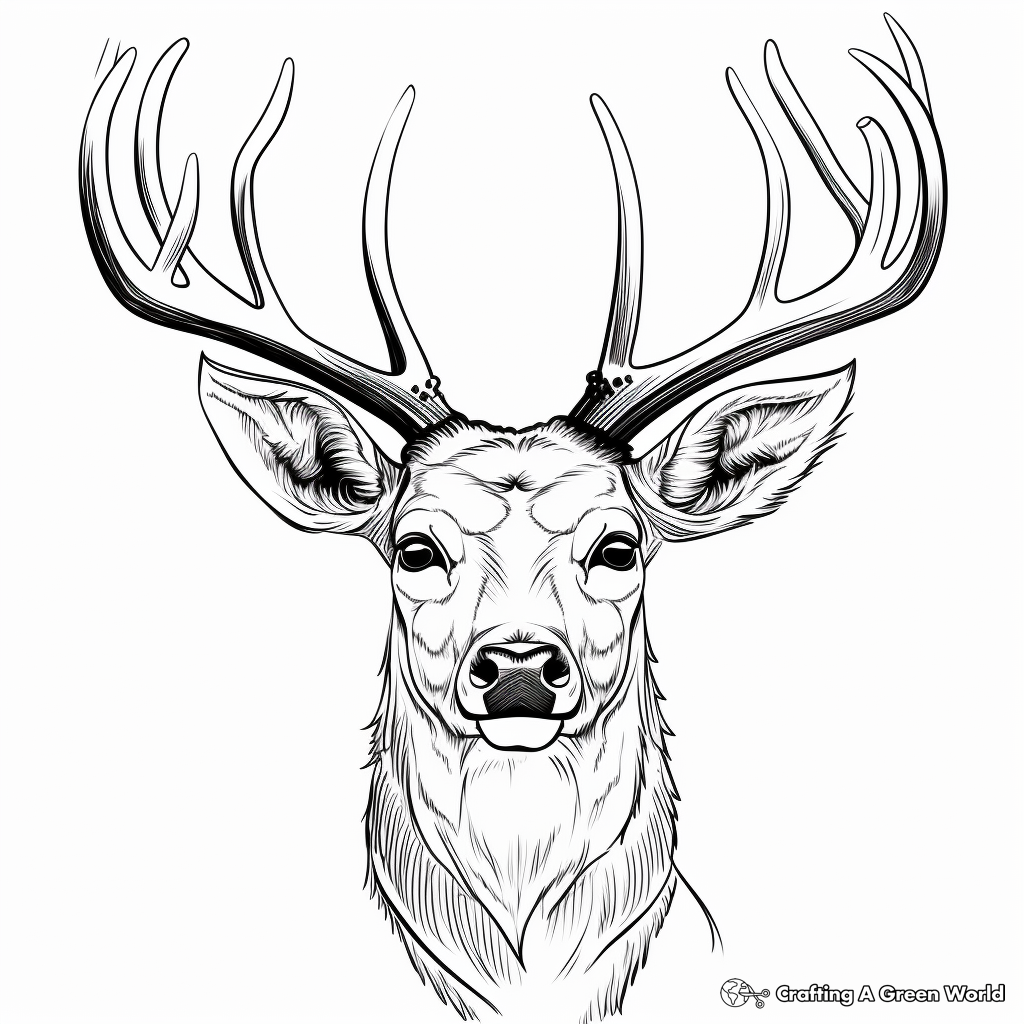 Majestic Red Deer Stag Head Coloring Pages 4
