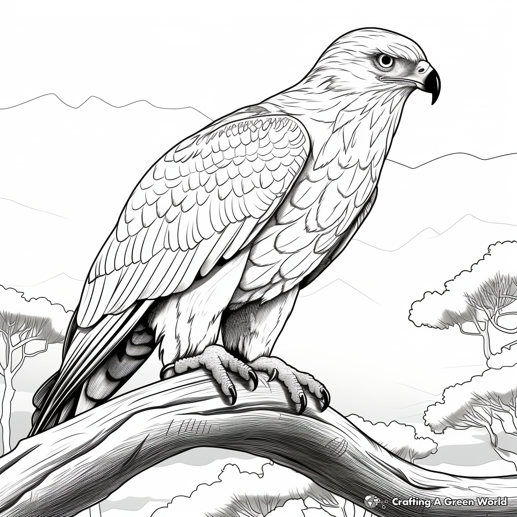 Majestic Red Tailed Hawk in Sky Coloring Pages 2