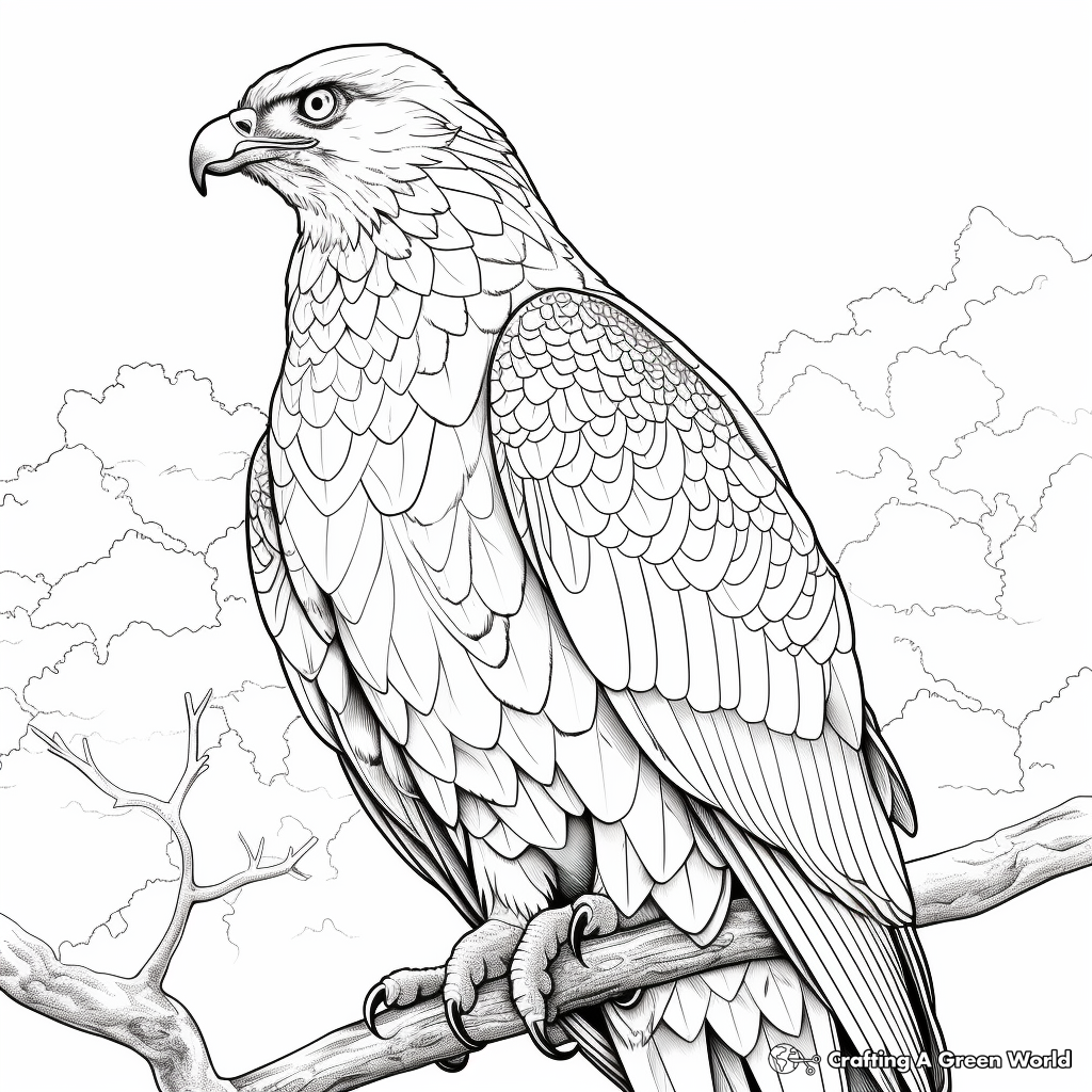 Majestic Red Tailed Hawk in Sky Coloring Pages 3