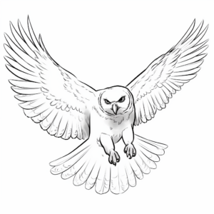 Majestic Snowy Owl in Mid-Flight Coloring Pages 3