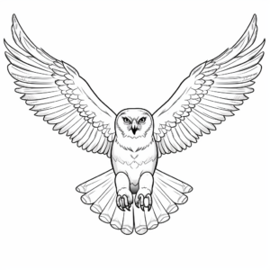 Majestic Snowy Owl in Mid-Flight Coloring Pages 4