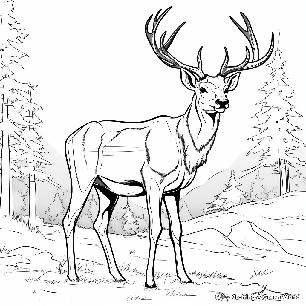 Majestic Stag Coloring Pages 1