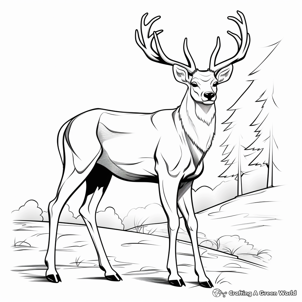 Majestic Stag Deer Coloring Pages for Beginners 2