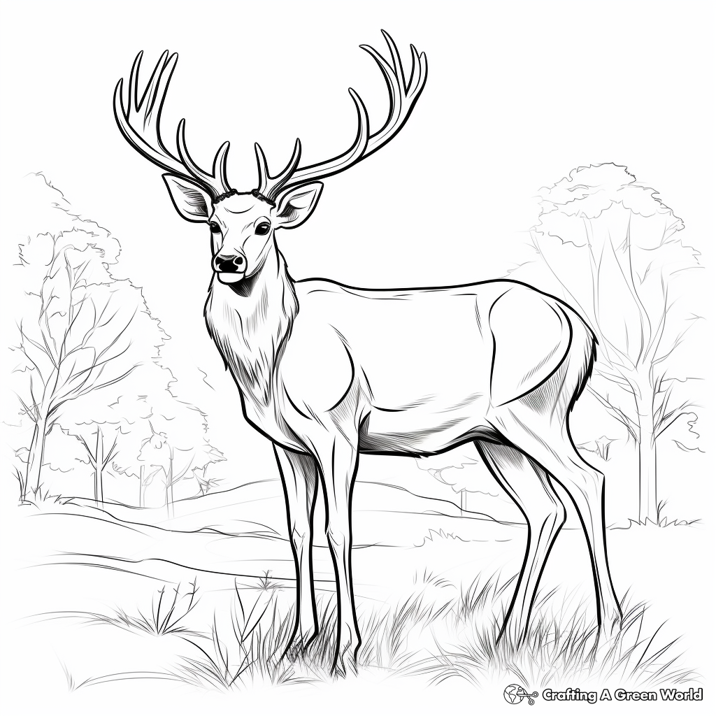 Majestic Stag Deer Coloring Pages for Beginners 3