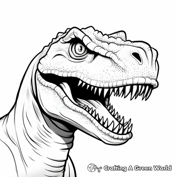 Majestic T-Rex Dinosaur Head Coloring Pages 1