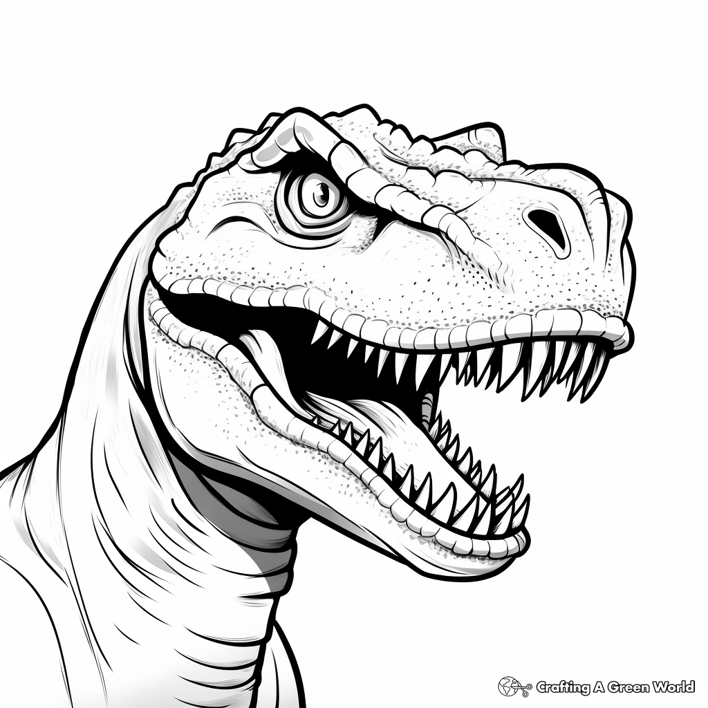 Majestic T-Rex Dinosaur Head Coloring Pages 1