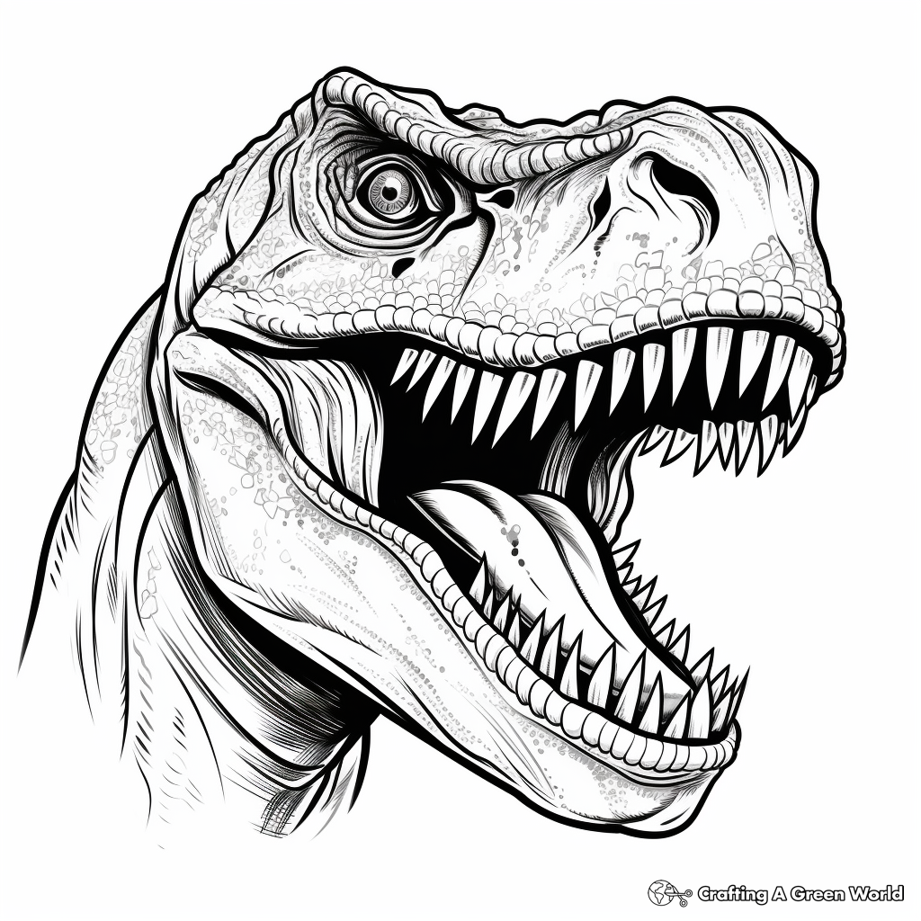 Majestic T-Rex Dinosaur Head Coloring Pages 2