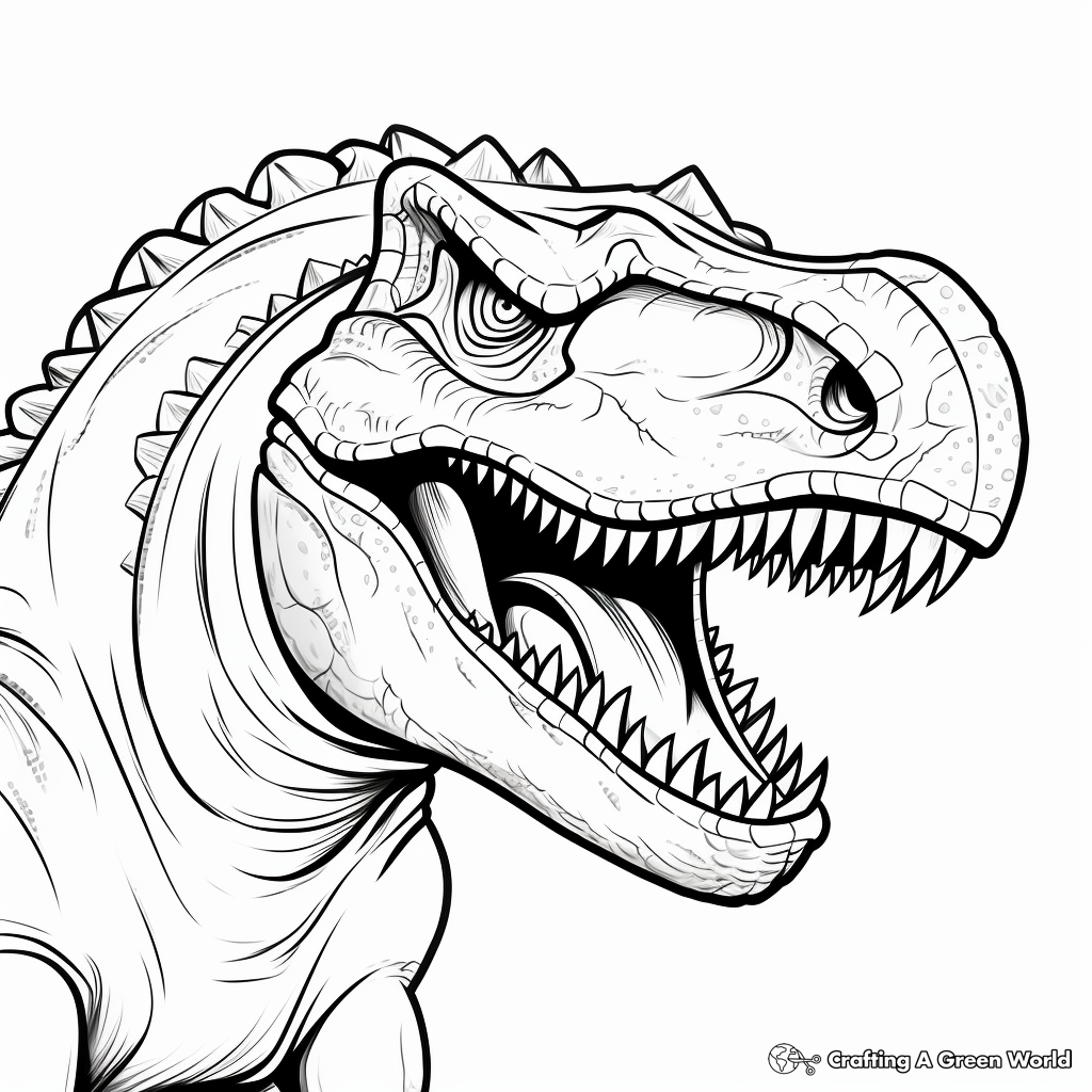 Majestic T-Rex Dinosaur Head Coloring Pages 3