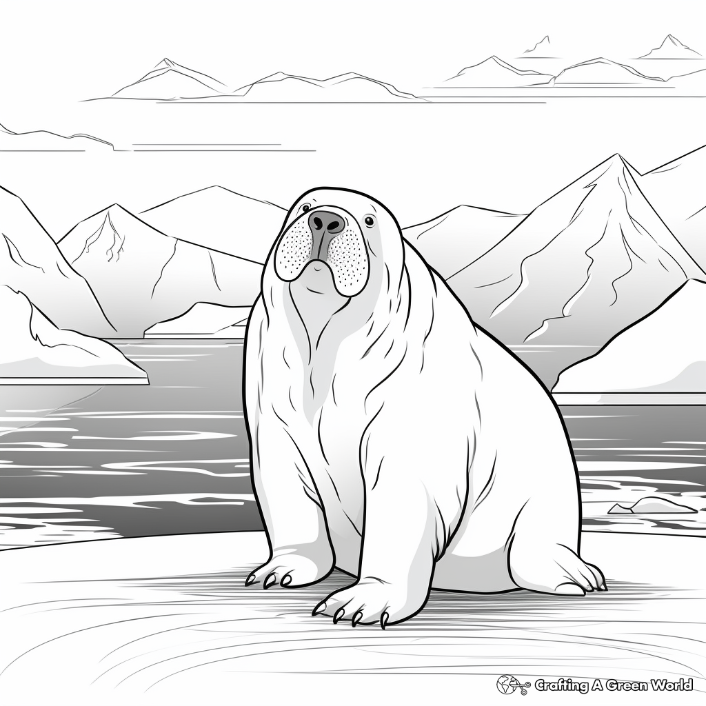Majestic Walrus Coloring Pages in Arctic Scenery 1