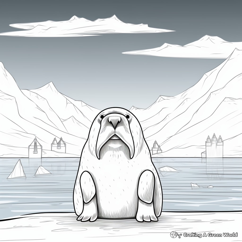 Majestic Walrus Coloring Pages in Arctic Scenery 2