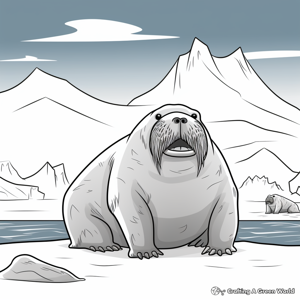 Majestic Walrus Coloring Pages in Arctic Scenery 4