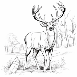 Majestic White-Tailed Buck Coloring Pages 1