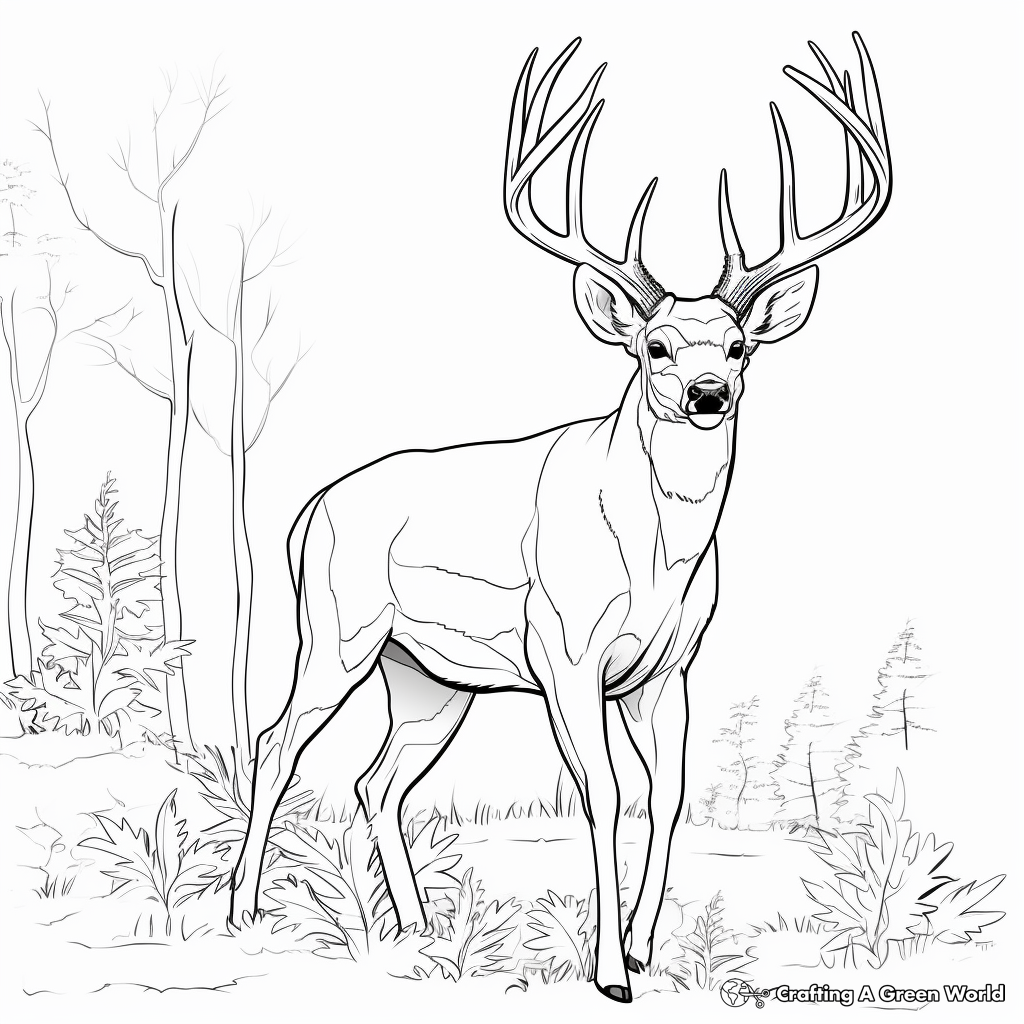 Majestic White-Tailed Buck Coloring Pages 2