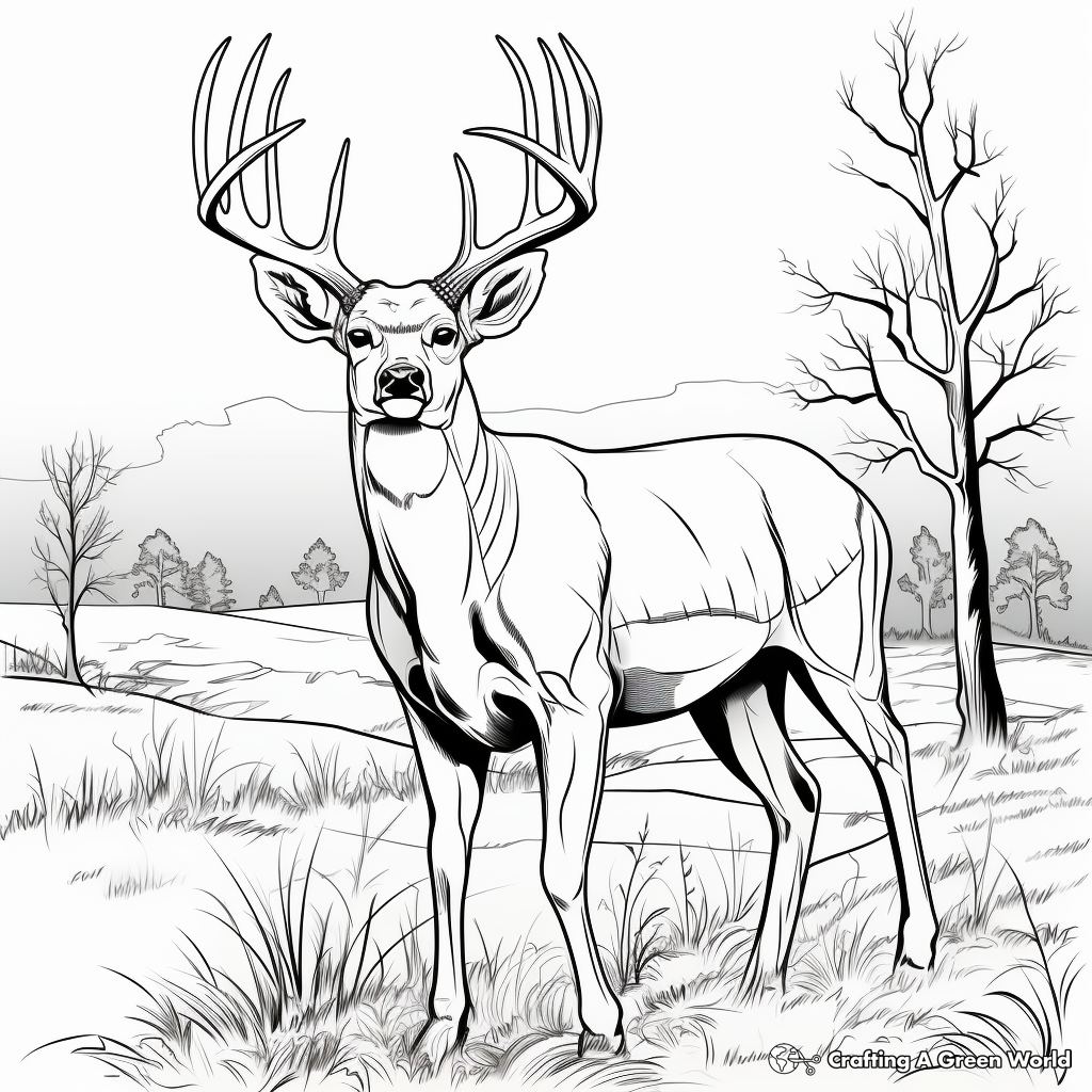 Majestic White-Tailed Buck Coloring Pages 3