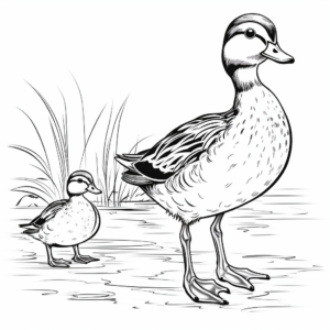 Male and Female Wood Duck: Pair Coloring Pages 1