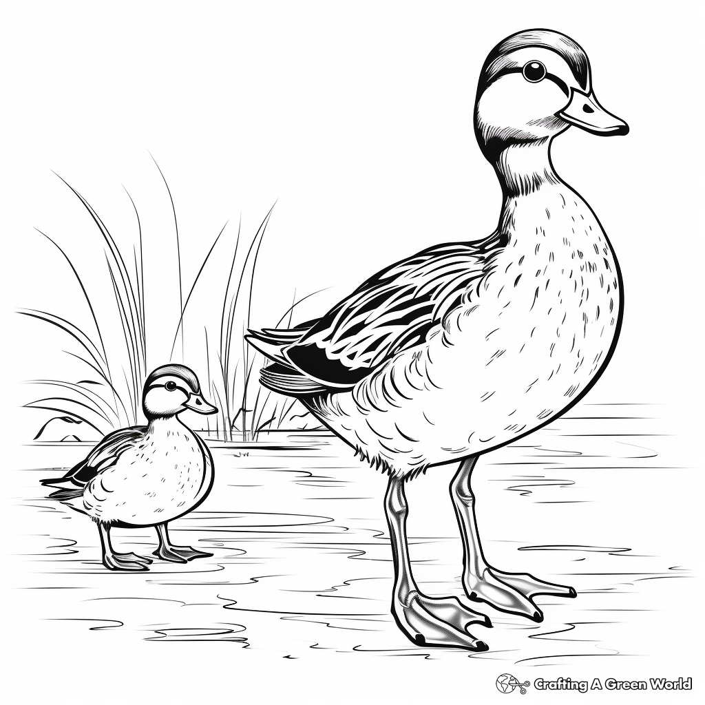 Male and Female Wood Duck: Pair Coloring Pages 1