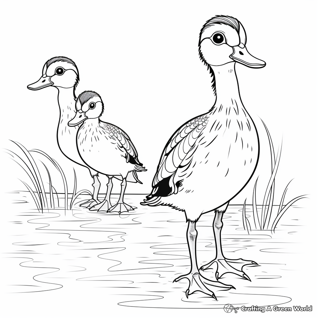 Male and Female Wood Duck: Pair Coloring Pages 2