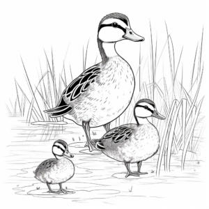 Male and Female Wood Duck: Pair Coloring Pages 4