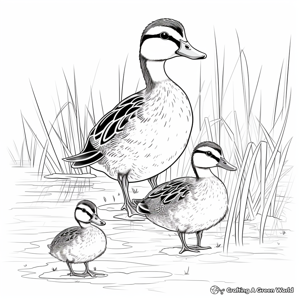 Male and Female Wood Duck: Pair Coloring Pages 3