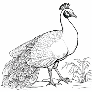 Male Peacock Displaying Feathers Coloring Pages 3