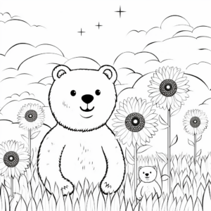 Mama Bear in a Flower Field Coloring Pages 3
