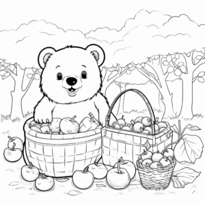 Mama Bear with Picnic Basket Coloring Pages 2