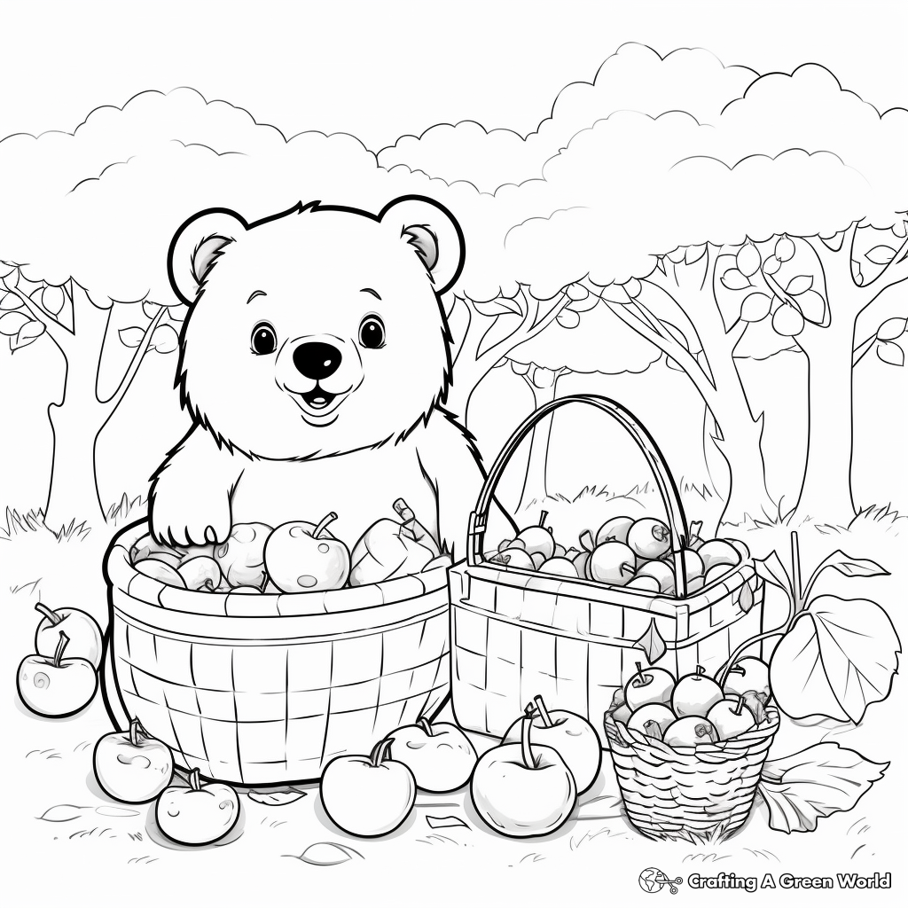 Mama Bear with Picnic Basket Coloring Pages 2