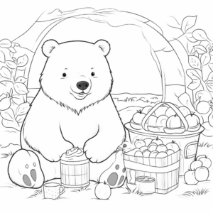 Mama Bear with Picnic Basket Coloring Pages 3