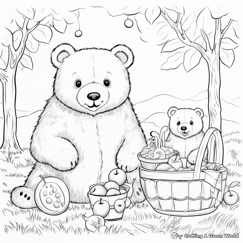 Mama Bear with Picnic Basket Coloring Pages 4