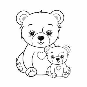Mama Bear with Twins Coloring Pages 2