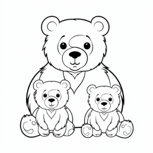 Mama Bear with Twins Coloring Pages 3