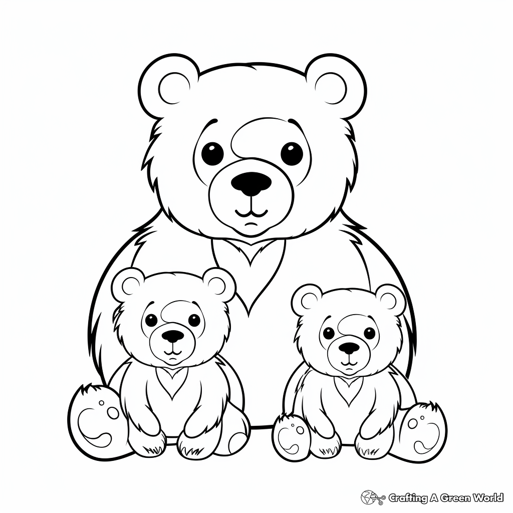Mama Bear with Twins Coloring Pages 3