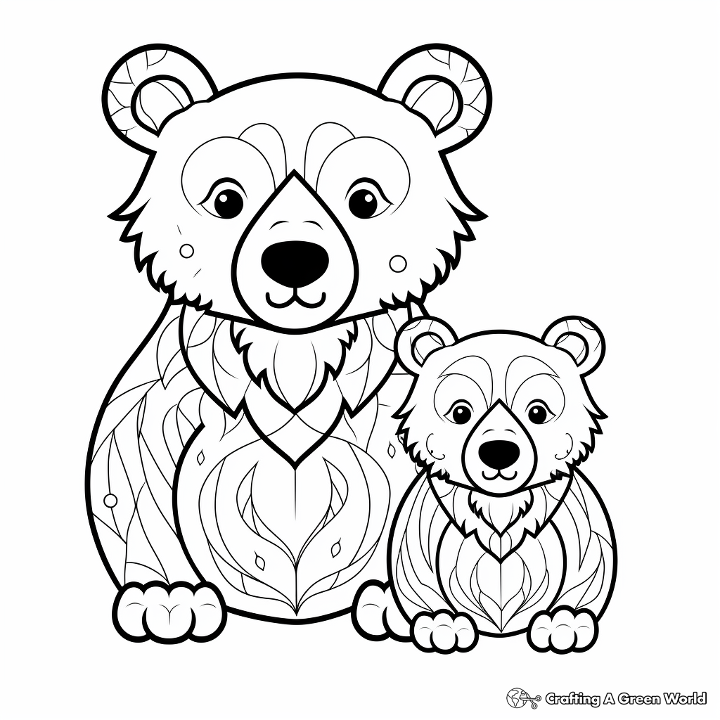 Mama Bear with Twins Coloring Pages 4