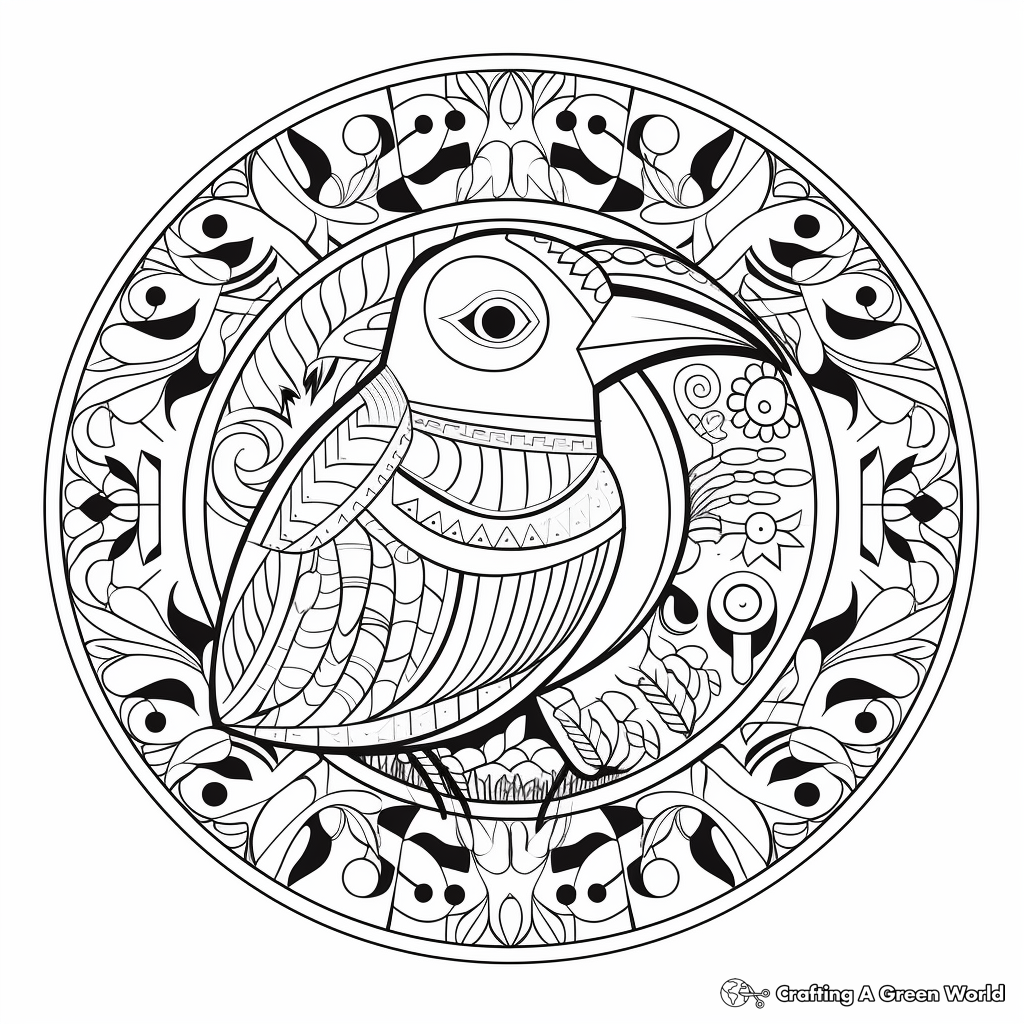 Mandala Styled Toucan Coloring Pages for Relaxation 1