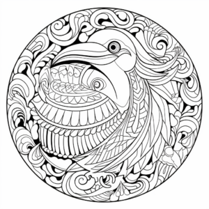 Mandala Styled Toucan Coloring Pages for Relaxation 3
