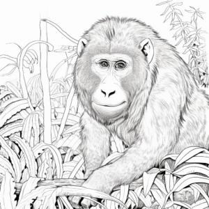 Mandril in the Wild: Jungle-Scene Coloring Pages 3