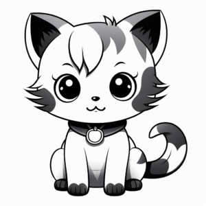 Manga Style Chibi Cat Coloring Pages 1