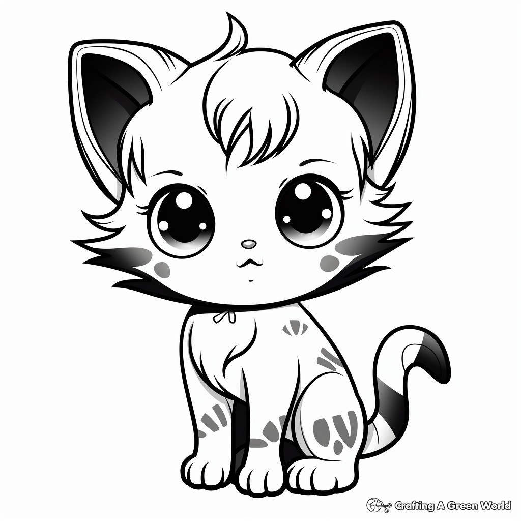 Manga Style Chibi Cat Coloring Pages 2