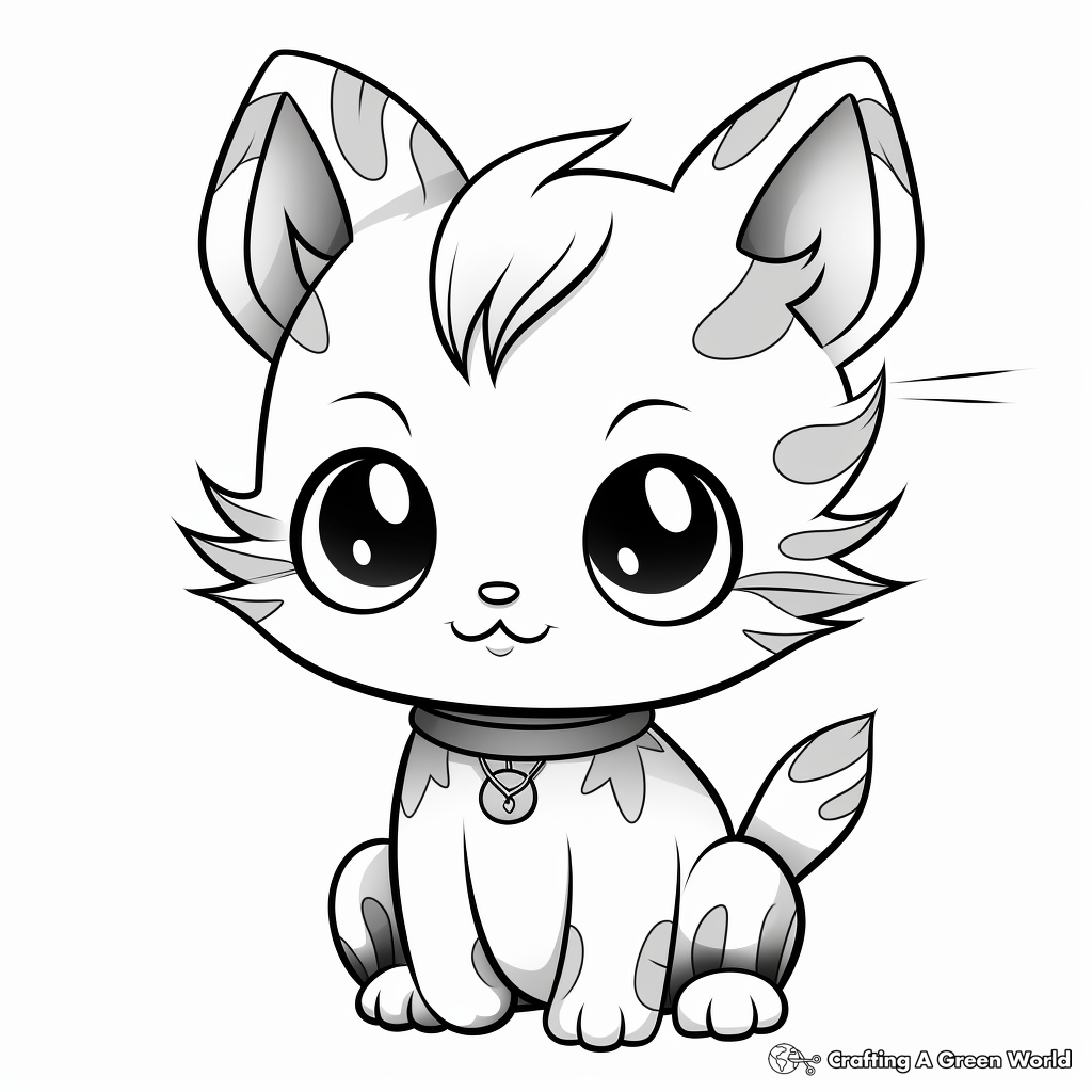 Manga Style Chibi Cat Coloring Pages 4