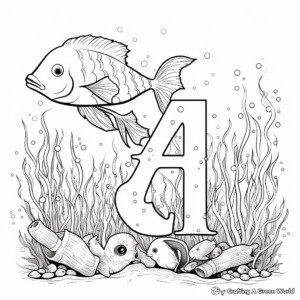 Marine Alphabet Coloring Pages: Aquatic animals and letters 3