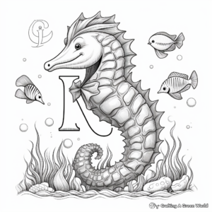 Marine Alphabet Coloring Pages: Aquatic animals and letters 4