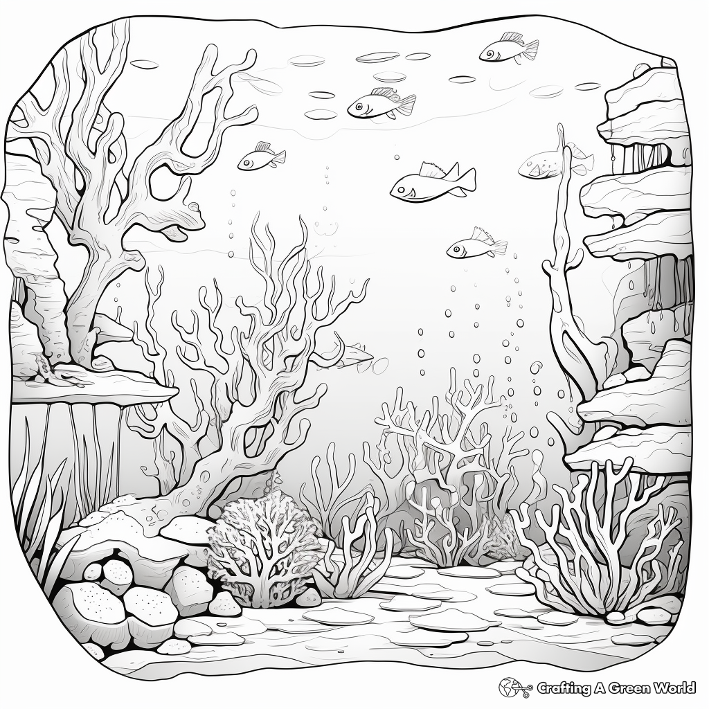 Marine Biome Aquarium Coloring Pages: A Deep Sea Diorama 3