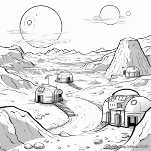 Mars Colonization Concept Coloring Pages for Adults 3