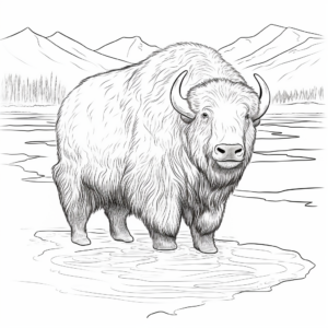 Marsh-Dwelling Musk Ox Coloring Pages 3