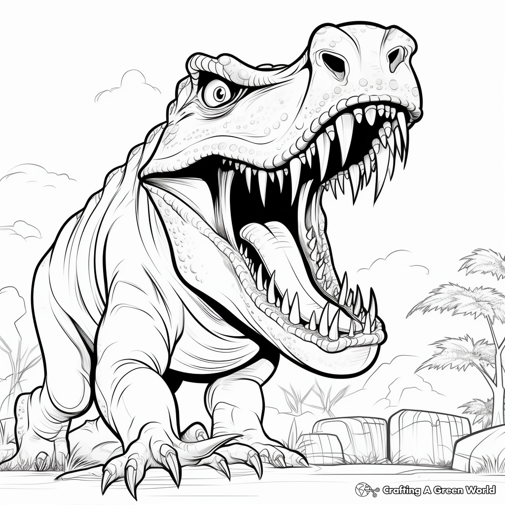 Massive T-Rex Dinosaur Coloring Pages 1