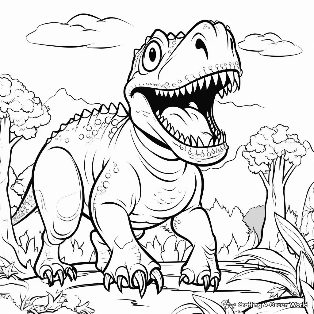 Massive T-Rex Dinosaur Coloring Pages 2
