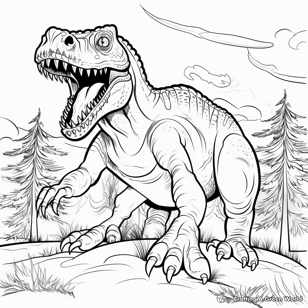 Massive T-Rex Dinosaur Coloring Pages 3