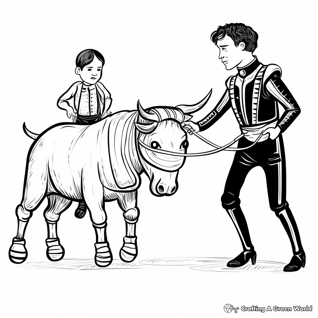 Matador and Bull, Spanish Culture Coloring Pages 1